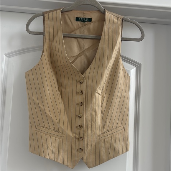 Ralph Lauren Jackets & Blazers - Ralph Lauren Beige Striped Vest